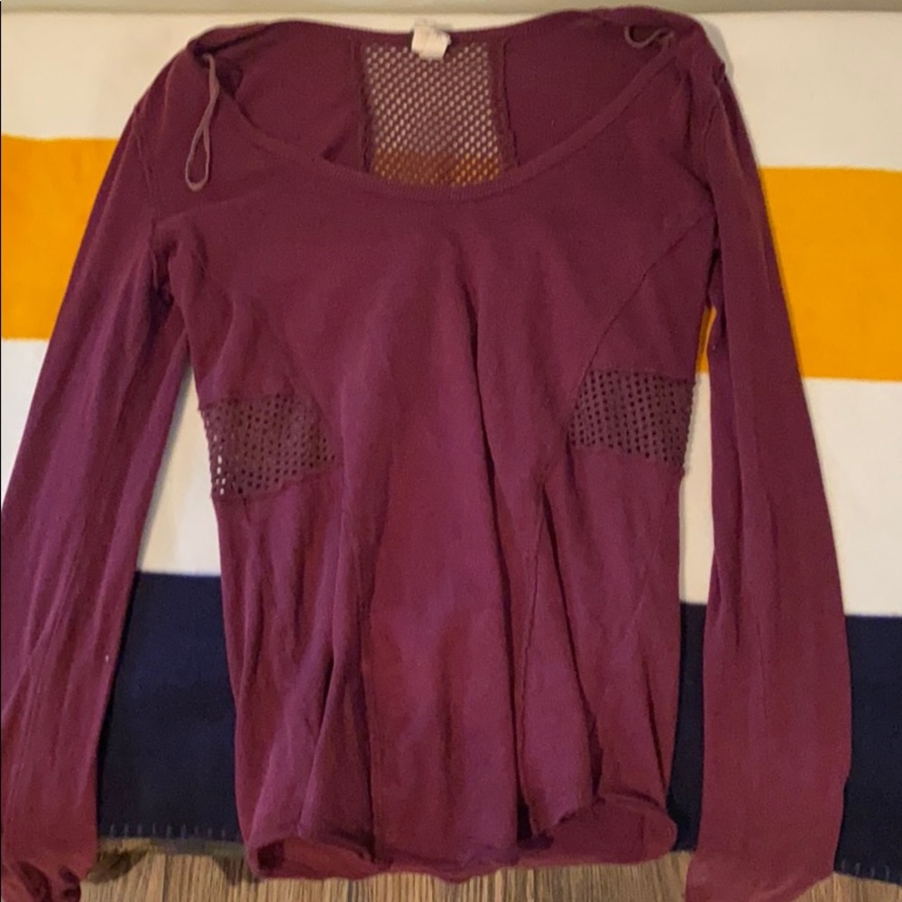Free people burgundy long sleeve top